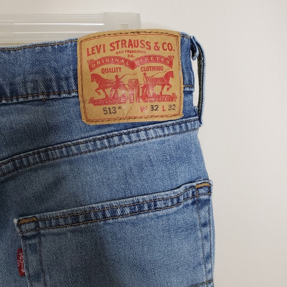 Levi's Blue Medium Wash 513 Slim Straight Leg Denim Jeans - Picture 11 of 13